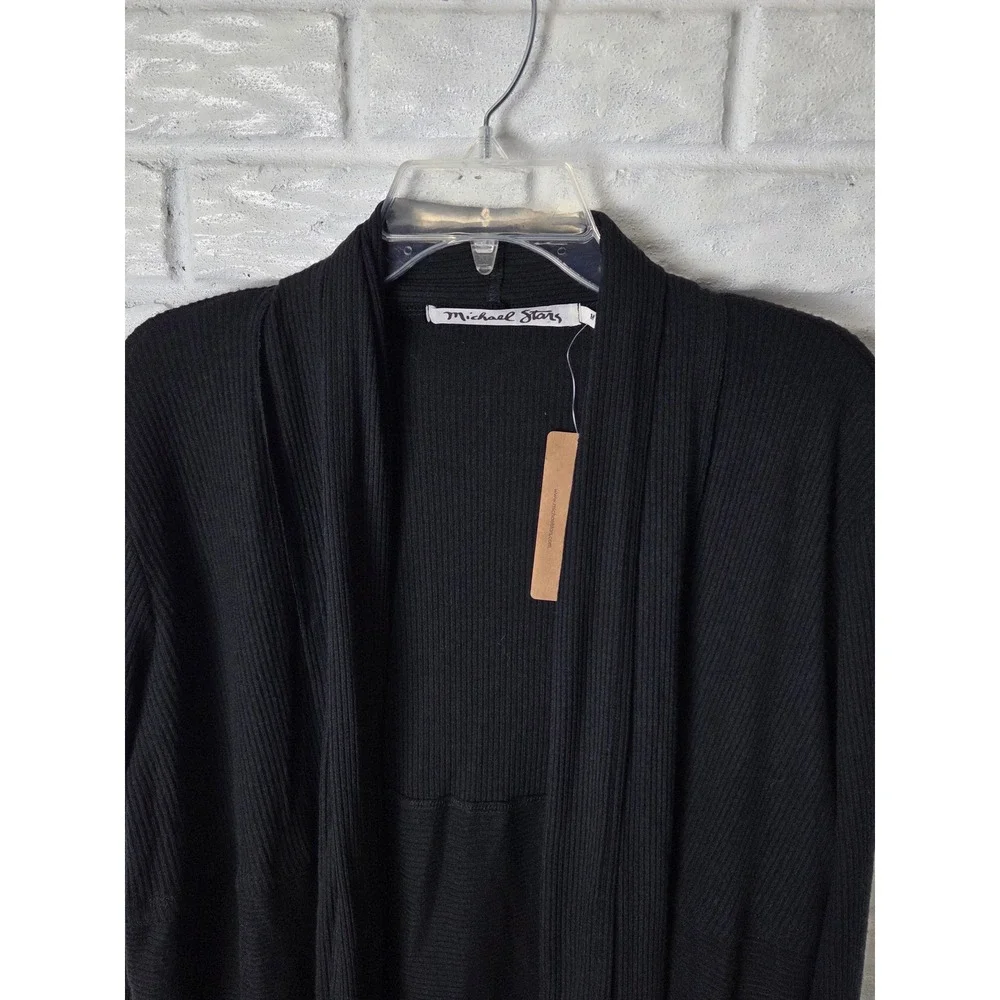 MICHAEL STARS open front cardigan Women's Medium lightweight sweater black NWT - Picture 2 of 7